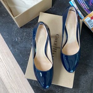 Cole Haan Navy Patent Leather Pumps